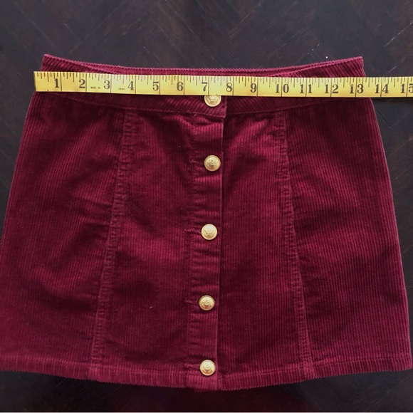 NWOT Burgundy Maroon Red button front mini corduroy Skirt - Picture 5 of 11